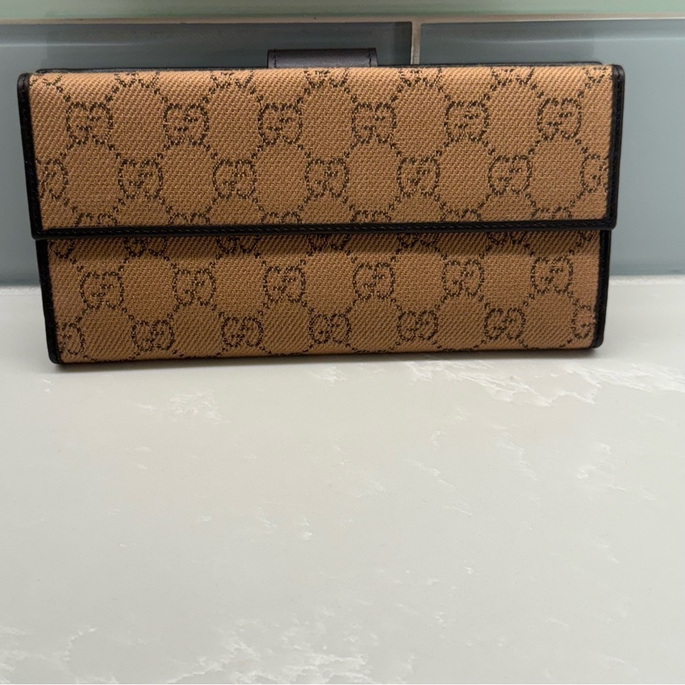 🔥GUARANTEED AUTHENTIC LIKE NEWGucci Tan and Brown  Monogram Wallet🔥 - Picture 2 of 15